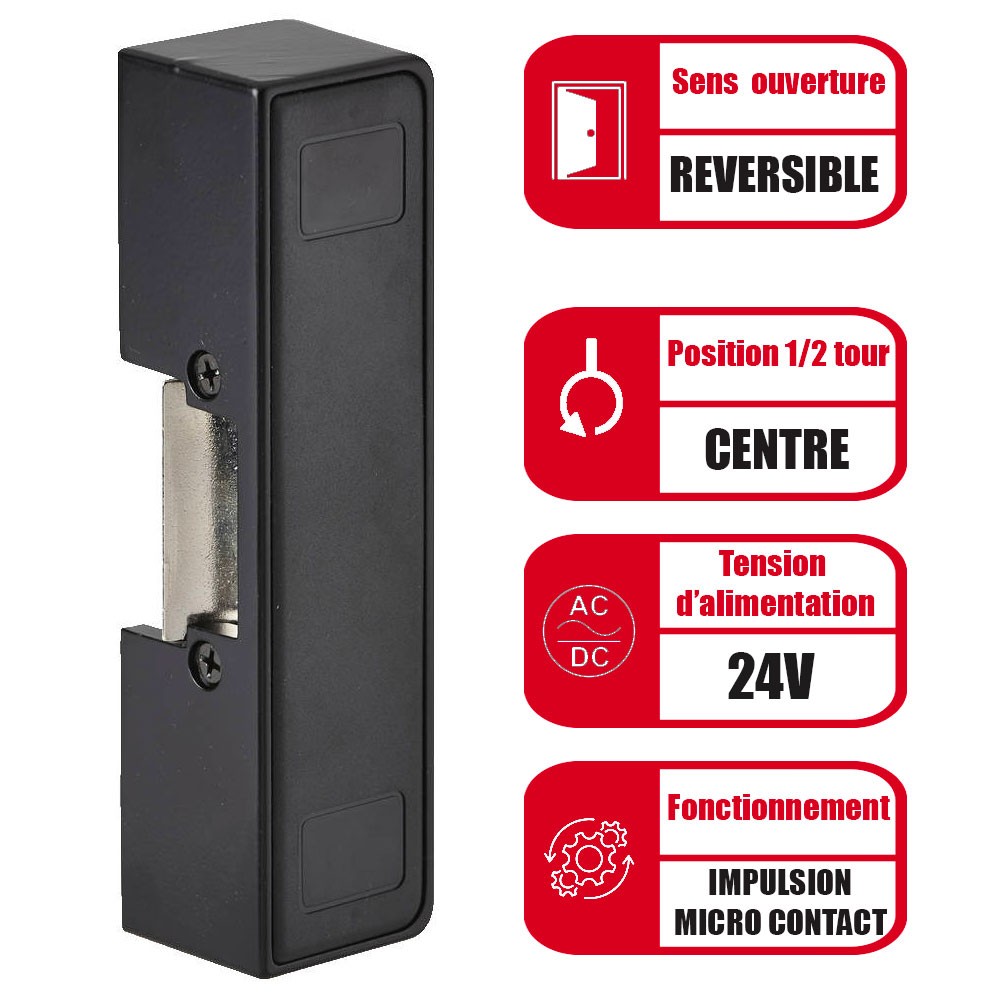 Gâche électrique 24V avec micro contact pour porte issue de secours
