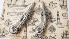 Vintage Style Nautical Bosun's Whistle with Chain Brass Marine Boat Set Of two