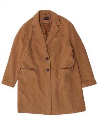 Marks & Spencer Womens Overcoat UK 20 2XL Brown Wool LH01