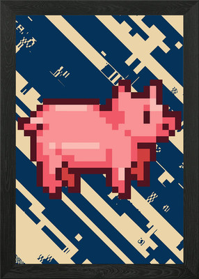 Niedliches Schwein Pixel Kunst Gerahmtes Wandbild Poster Leinwanddruck Bild
