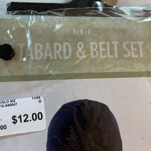 NEW Bla KBattle Ninja Costume Halloween Child Size Tabard Belt Set - Picture 3 of 4