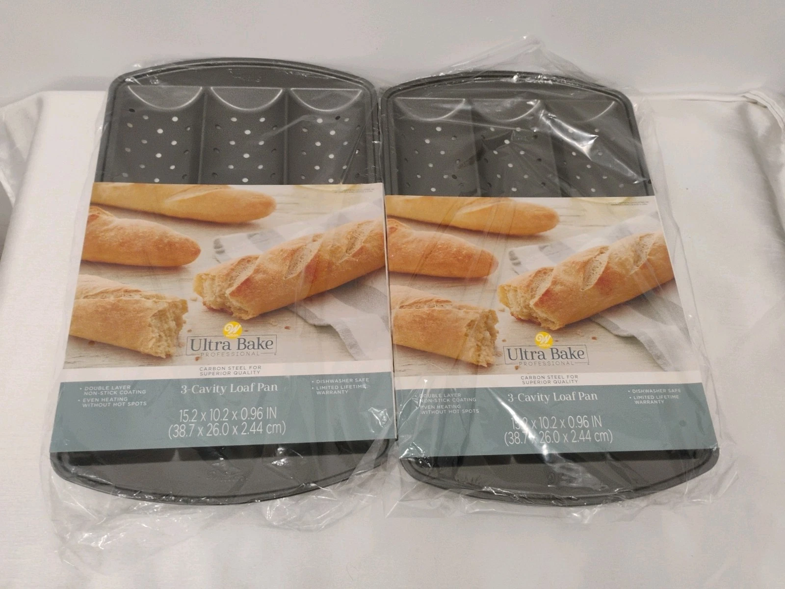 3 Channel Nonstick Baguette Baking Loaf Pan Unused Set Of 2+ Free Knife Wilton