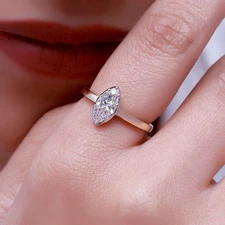 7/8 Ct Solitaire Engagement Ring 14K Yellow Gold Marquise Cut  Lab Grown Diamond