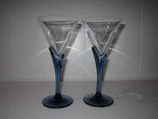“House Of Courvoisier” Cognac Martini Glass With Long Stem Tulip Design Blue NEW