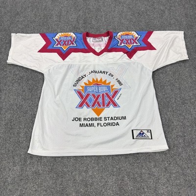 Vintage Super Bowl XXIX Jersey Mens XL White NFL Football Apex One 90s