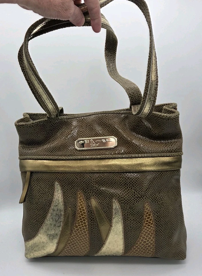 Bolso de Mano Sharif Legacy Couture Bobbi's Artístico 3D Cuero Leopardo Marrón Dorado Foto 4 de 4