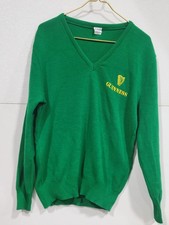 Vintage Guinness Beer Sweater Mens 42 L Large Green V Neck 100 Acrylic Ireland