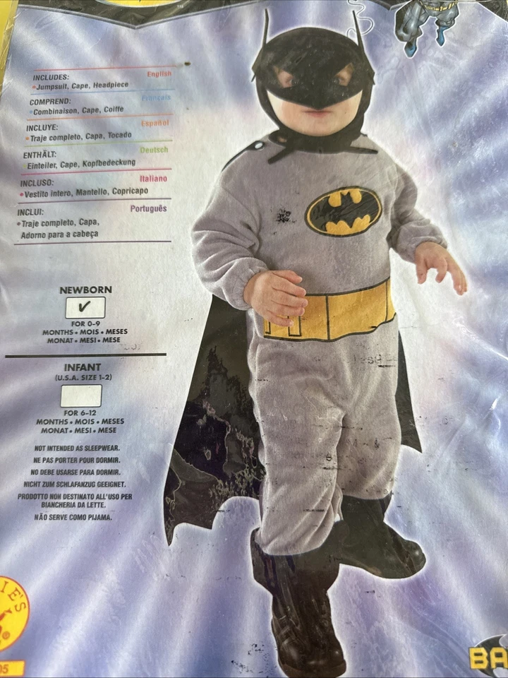 Disfraz de Batman Talla 0-9 Meses Bebé Bebé Jersey Cierre de Piernas a Presión Foto 2 de 4