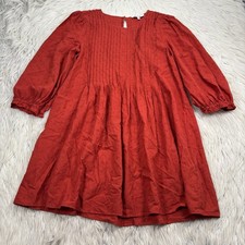 Madewell Women's XXSP Rust Red Floral Embroidered Dress Coastal Cowgirl Boho