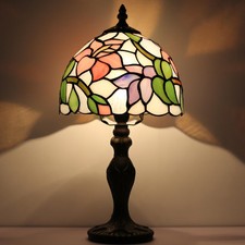 Small Tiffany Table Lamp Stained Glass Memory Lamp Pink Floral Style