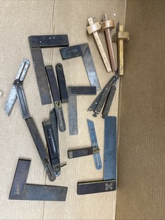 Large LOT VINTAGE SQUARES &BEVELS & MARKING Gauges Stanley & Others