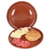 2Er Set Ton-Speiseteller Ø28,5 Cm Mediterran 2 Personen Mittelalter Grill-Platte