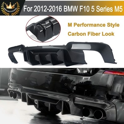 Fits For 12-16 BMW F10 M5 M Sport Carbon Fiber Look ABS Rear Diffuser Bumper Lip