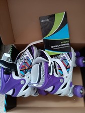 Kuxuan Saya GIRL'S Roller Skates Purple/WHITE Adjustable Light Up Wheels SIZE M