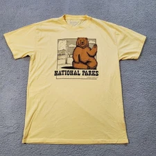 Parks Project Shirt Mens 2XL XXL Yellow Brown Bear National Cotton Short Sleeve