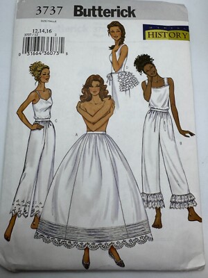History Butterick Misses Petticoat,Pants & Bustle Pattern 3737 Size 12- 16 Uncut