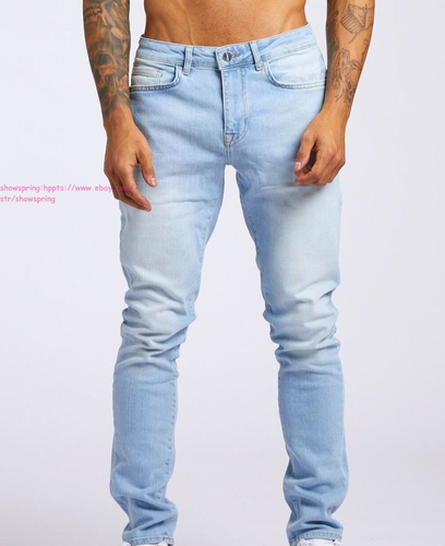 New Men's Jeans Slim Fit Skinny Denim Pants Stretch Tapered Jean Long Trousers - Picture 8 of 27