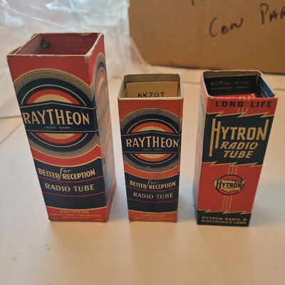 Vtg RAYTHEON & HYTRON Radio TV Tubes NOS 6K7GT 6Z5 12K7GT - UNTESTED