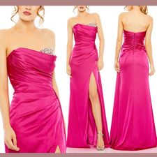 NWT $498 Mac Duggal [ 6 ] Strapless Embellished Sweater Neckline Satin Gown J221