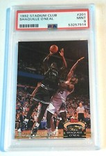 SHAQ O'NEAL #201 ROOKIE 1992 STADIUM CLUB MEMBERS CHOICE PSA 9 MINT