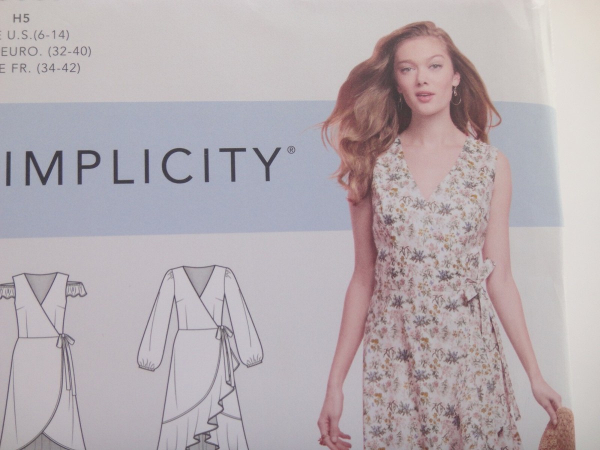 Simplicity 8637 Wrap Dress Sleeve/Length Variations Pattern Sizes