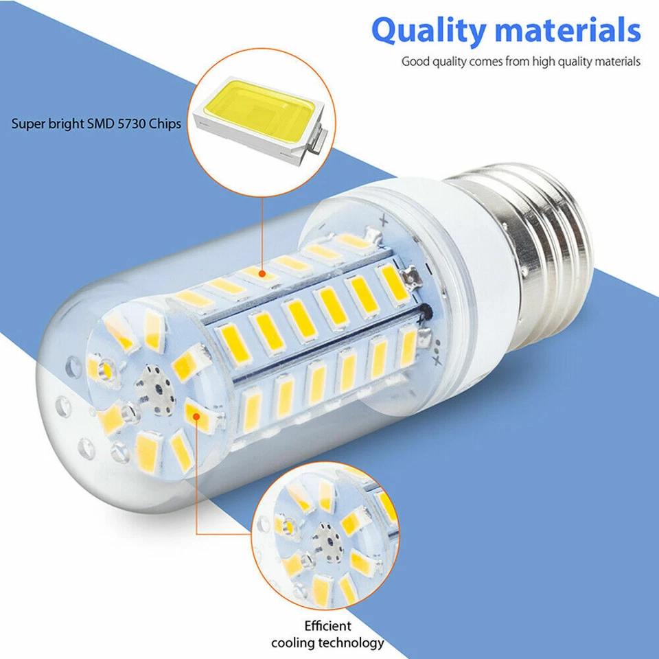 10x LED Corn Light Bulbs E14 E27 B22 BC G9 GU10 5730 SMD 7W - 20W White Lamps RE - Image 2 of 4