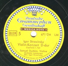 Igor Stravinsky: Violinkonzert 4. Satz Capriccio Samuel Dushkin 78 rpm