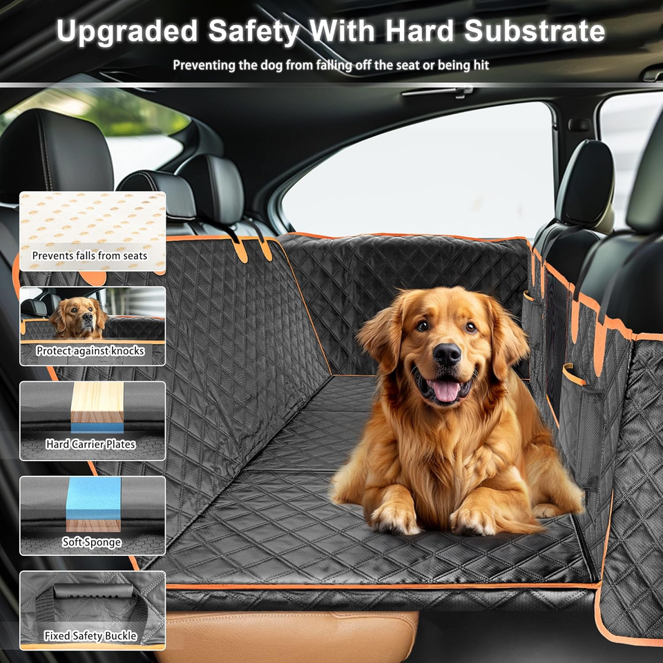 Dog Car Seat Cover for Back Seat, Hard Bottom Car Seat Cover for Dogs