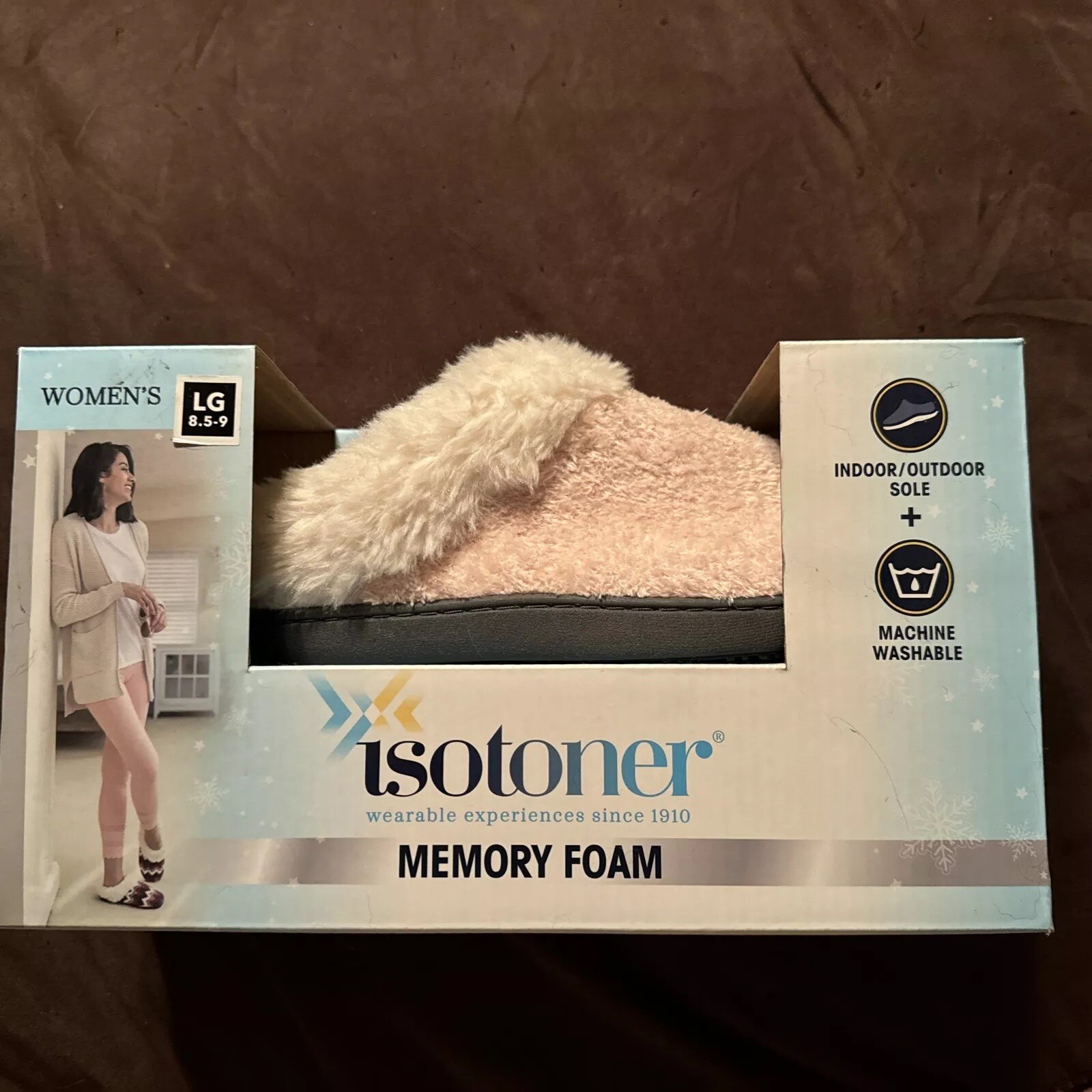 SAOLA Ciabatta Isotoner rosa memory foam taglia LG 8 5 9 suola interna esterna lavaggio in lavatrice