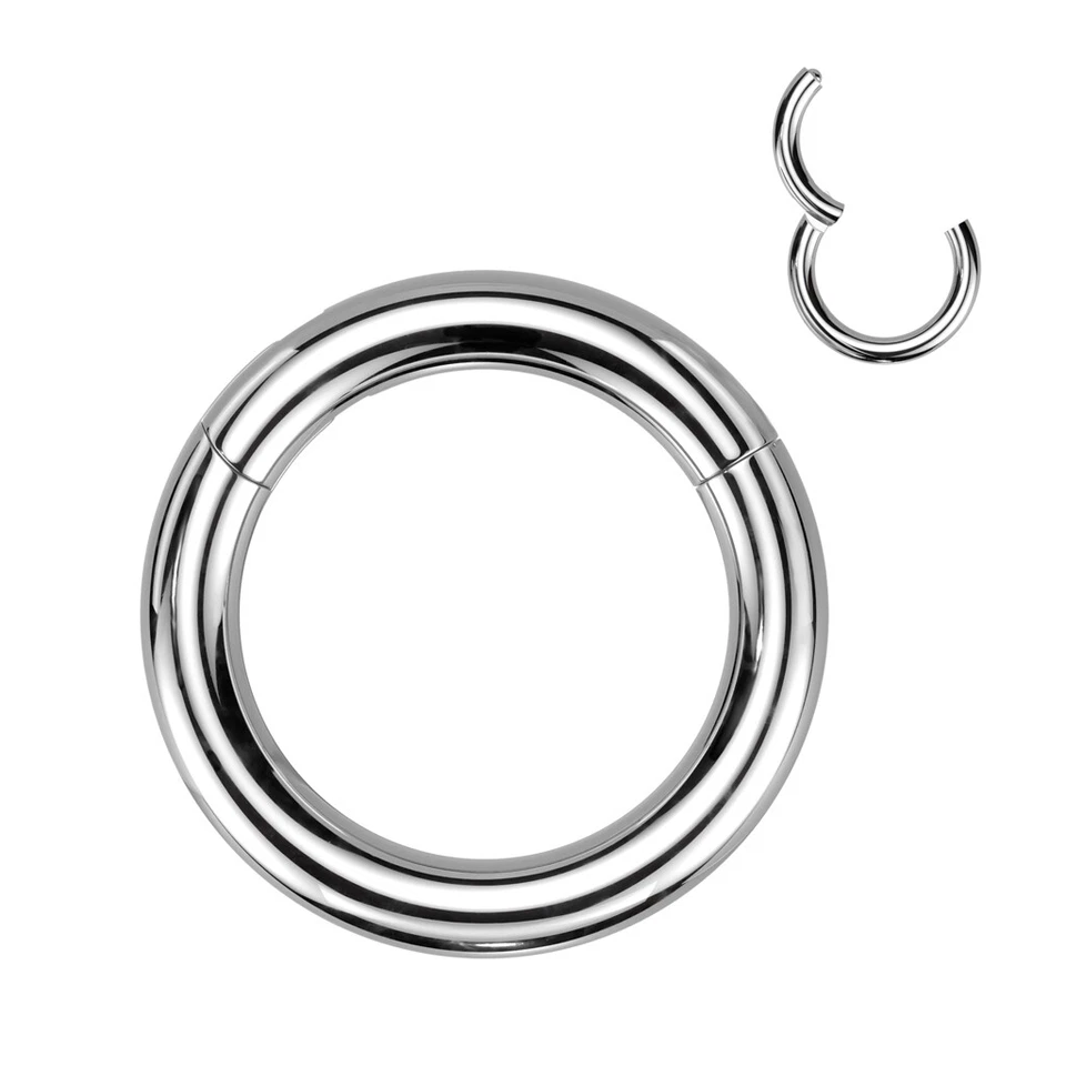 Large Gauge Implant Grade Titanium Hinged Hoop Segment Ring Septum - Image 2 of 4