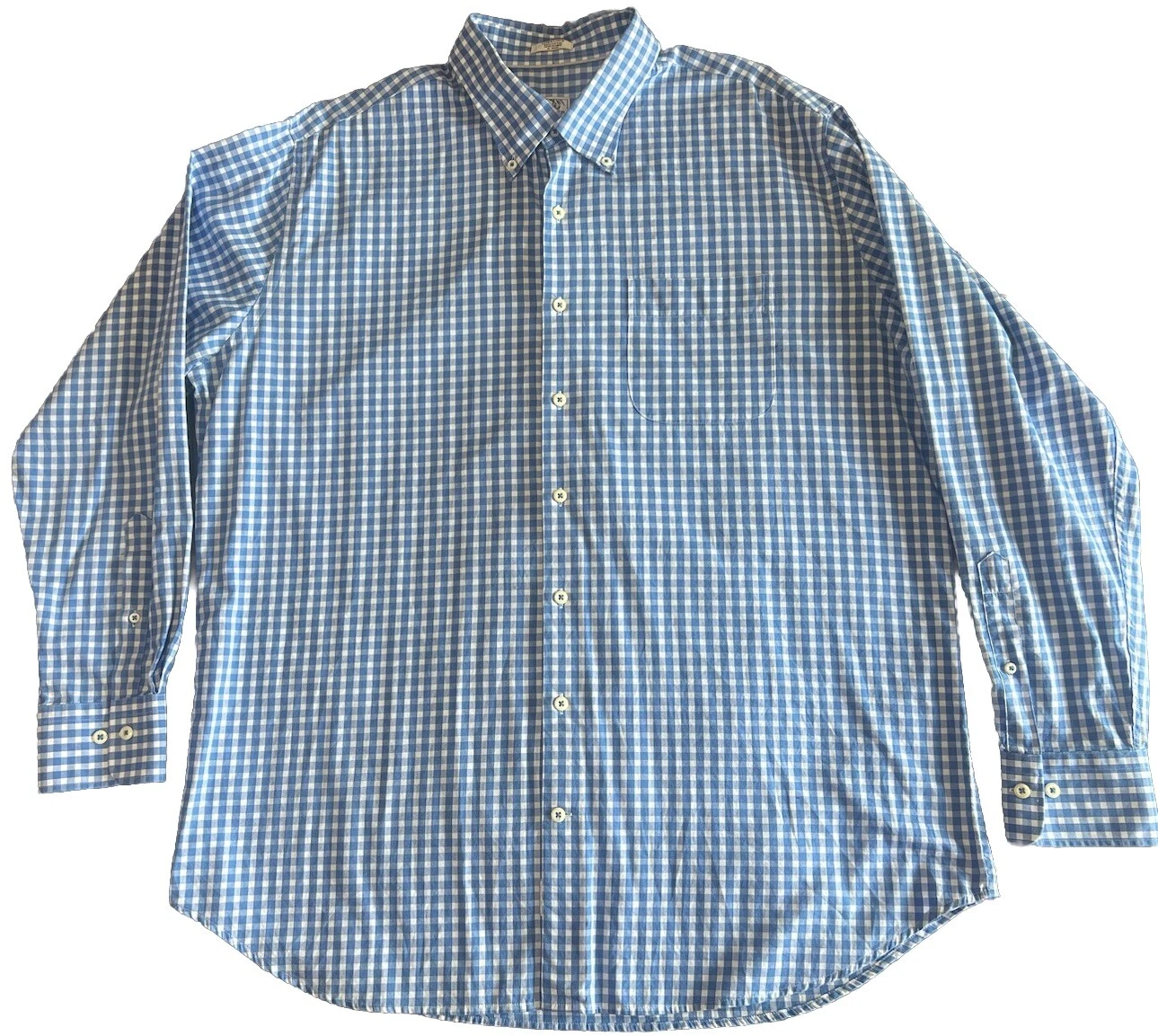 Peter Millar Sport Shirt Blue Gingham Check Long Sleeve Button Up Men's XL
