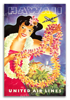 Welcome to Hawaii! - 1950 Vintage Air Travel Art Print Poster