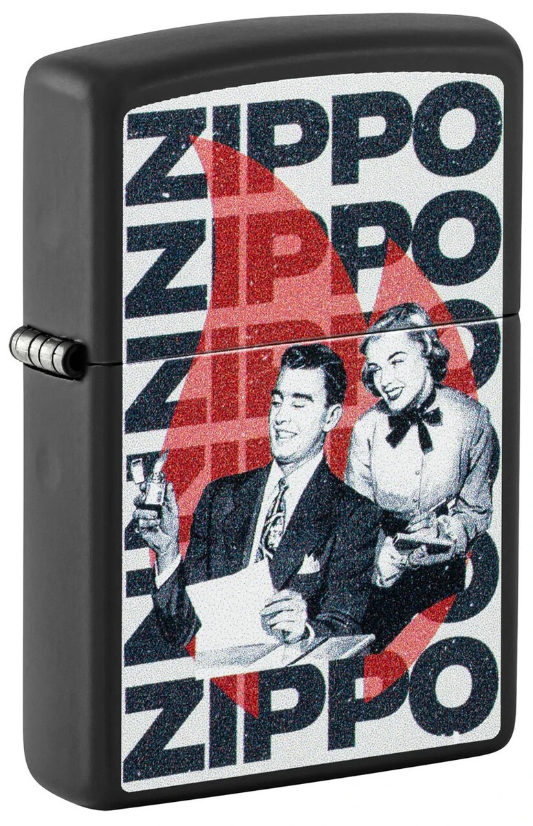 Zippo 46475, Nostalgic Retro Zippo Design, Black Matte Lighter