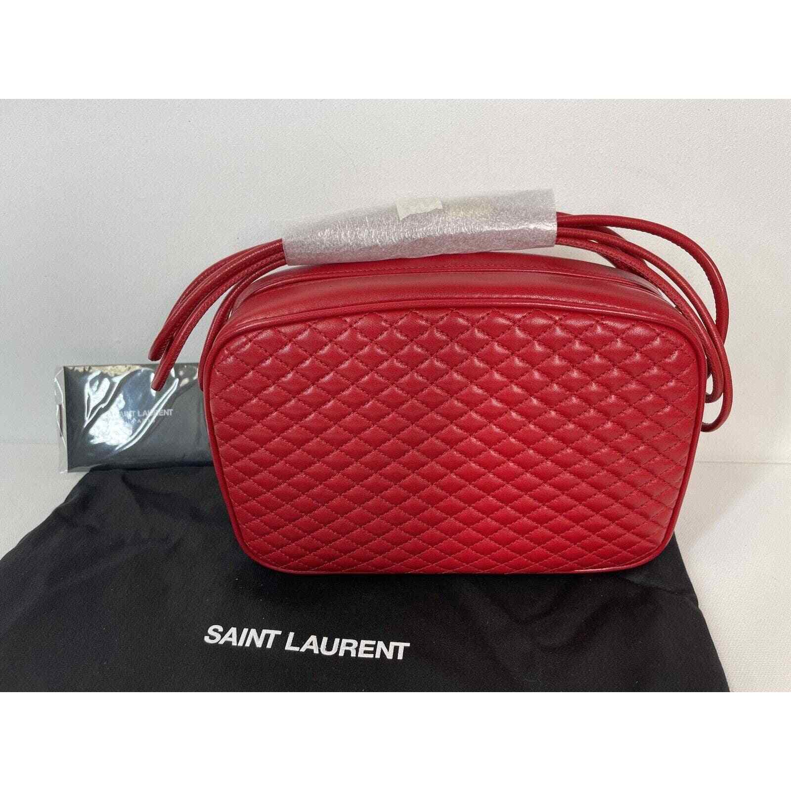 NUOVA BORSA A TRACOLLA SAINT LAURENT YSL MONOGRAMMA IN PELLE ROSSA TRAPUNTATA AUTENTICA!