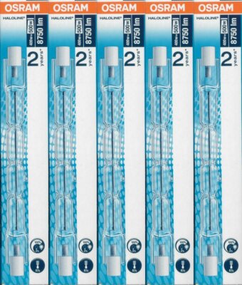 5x Osram 64702 HALOLINE (400W) 230V R7s FS1  3000 Kelvin Halogenstab 114,2mm