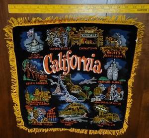 VINTAGE VELVET PAINTING PILLOW COVER KITSCHY CALIFORNIA
