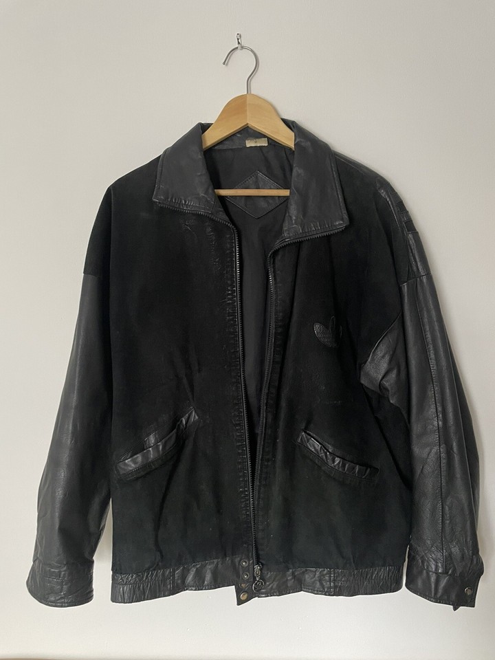 1988 Vintage Adidas RUN DMC Leather Jacket Medium eBay
