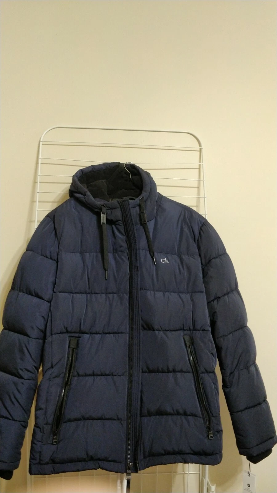 Calvin Klein Men's Winter Jacket Navy Hooded Warmth Factor 0F Water Resistant XL