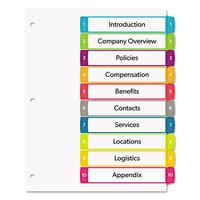 Avery Ready Index Table Of Contents Dividers Multicolor Tabs 1-10 Letter 11842 Avery Ready Index Table Of Contents Dividers Multicolor Tabs 1-10 Letter 11842