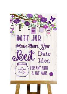 Shabby Chic Vintage Holzoptik Datum Glas Botschaften personalisiert Hochzeit Schild