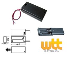 Contenitore Pile Portapile Batterie Porta Pile 2 STILO con Interruttore e Fili