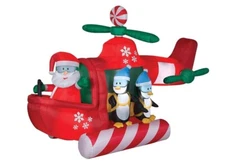Gemmy 9 Ft  Airblown Inflatable Animated Helicopter with Santa & Penguins Used