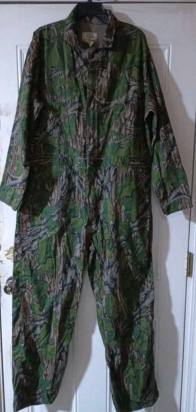 Vintage Full Follage Mossy Oak USA Camo Coveralls one piece XL -reg