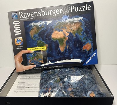 Ravensburger Interactive Quiz Game 1000 Piece Puzzle World Map Augmented Reality