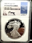 2020 W American Silver Eagle Proof Ultra Cameo Moy Signed PF70 NGC 1oz US $1