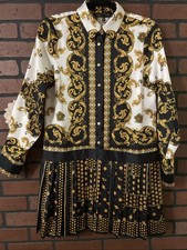 Zara size S Versace Inspired Drop Waist Pleated Dress Bold Chic Travel Beautiful