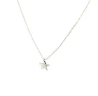 Vintage 90s Silvertone Star Charm Pendant Necklace Dainty Minimalist 16 - 19 in