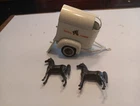 Vintage 1960's, Tonka Farms, White Horse Trailer & 2 Horses, Pressed Steel