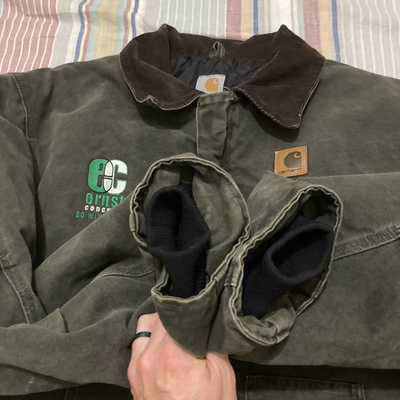 Vintage Carhartt J22 MOS Moss Arctic Quilt Lined Jacket 3XL Tall