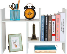 Adjustable Desktop Shelf Wood Small Bookshelf Desk Supplies Organizers and Acces